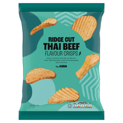 ASDA ridge cut Thai beef flavour crisps 150g - British product