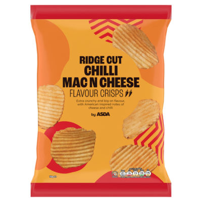 ASDA ridge cut crisps chilli mac cheese flavour 150g - British product