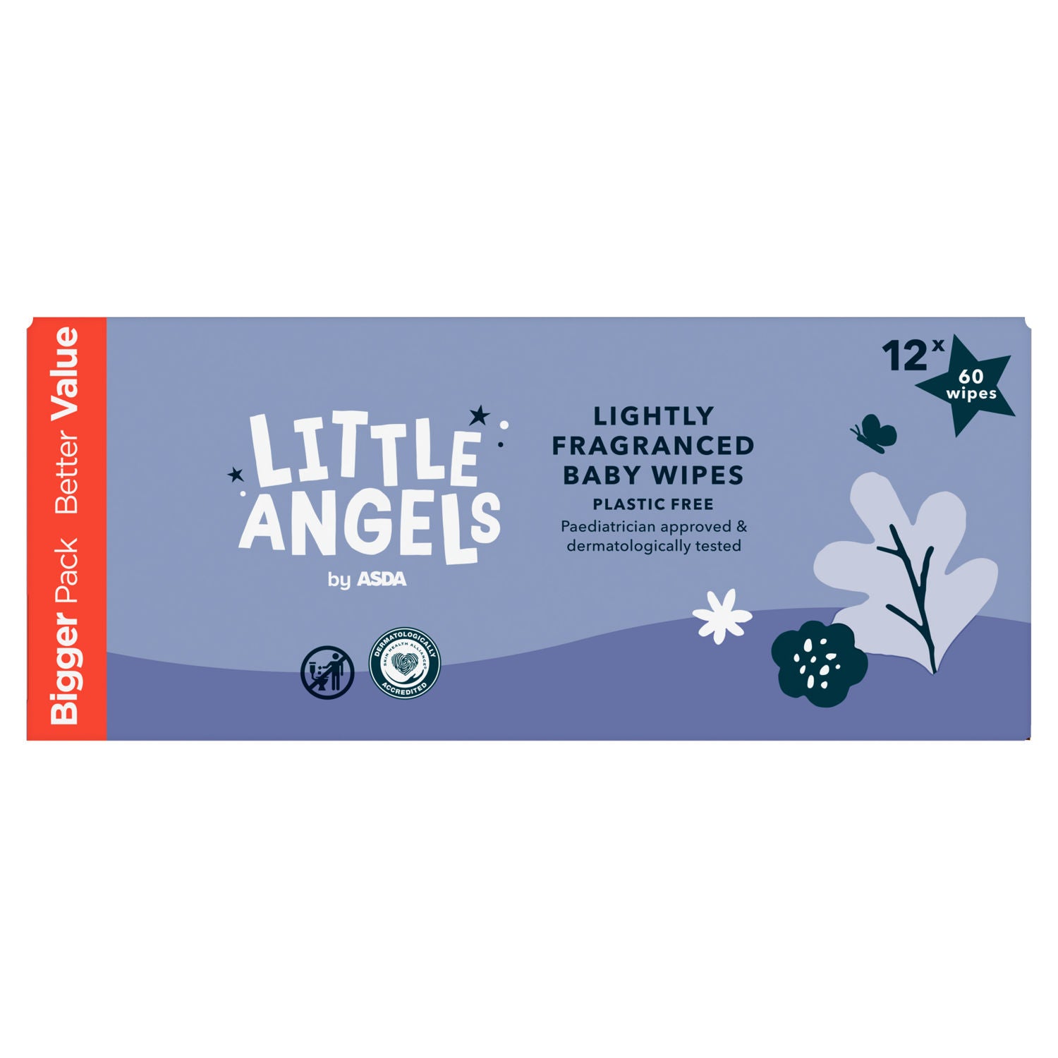 ASDA Little Angels Little Angels by Plastic Free Lightly Fragranced Baby Wipes 12 x 60