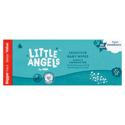 ASDA ASDA Little Angels from Newborn Sensitive Baby Wipes 6 x 60- Buy online at McGrocer