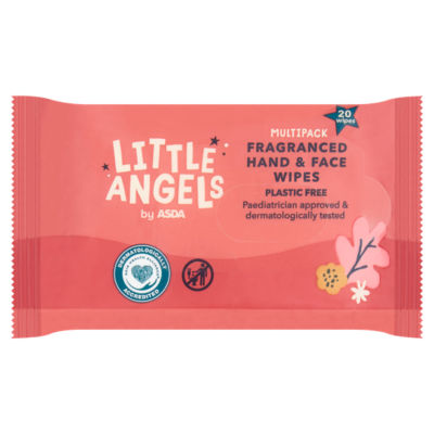 LITTLE ANGELS by ASDA fragranced hand and face wipes 4 pack, UK version