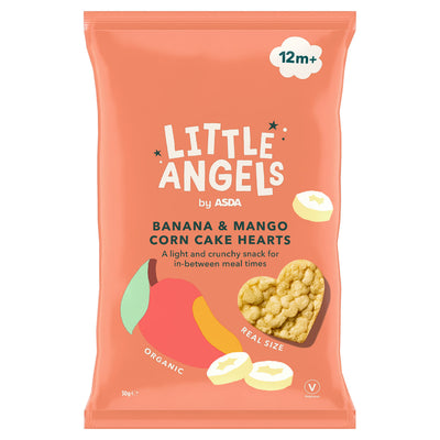 ASDA Little Angels Banana & Mango Corn Cake Hearts Organic Baby Snack 30g- Buy online at McGrocer