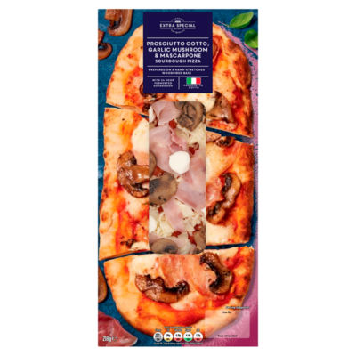 ASDA ASDA Extra Special Prosciutto Cotto, Hvitløk Sopp & Mascarpone Surdeigspizza 218g- Kjøp online på McGrocer