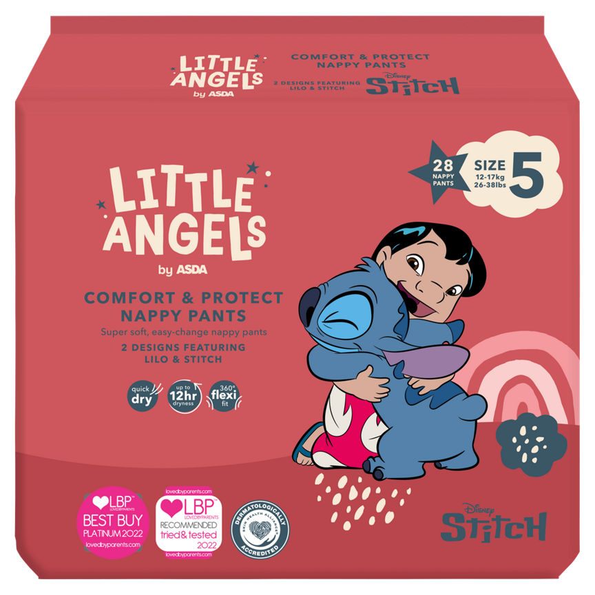 LITTLE ANGELS by ASDA Comfort & Protect Size 5 Disney 12 - 17kg 28 Nappy Pants GOODS ASDA   