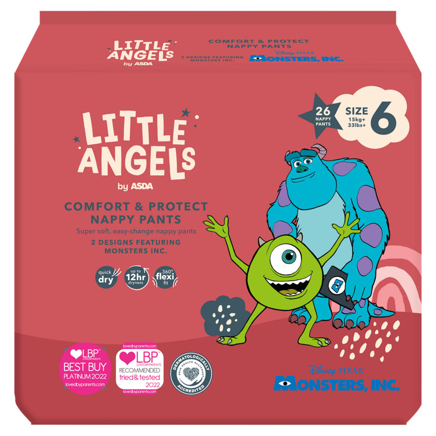 LITTLE ANGELS by ASDA Comfort & Protect Size 6 Disney 15+kg 26 Nappy Pants GOODS ASDA   