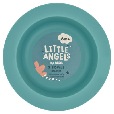 ASDA LITTLE ANGELS 3 Bowls 6m+ Baby Feeding Bowls- Buy online at McGrocer