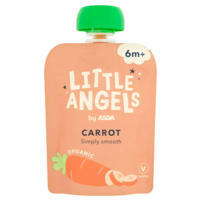 Little Angels ASDA organic carrot baby food puree 70g, UK version