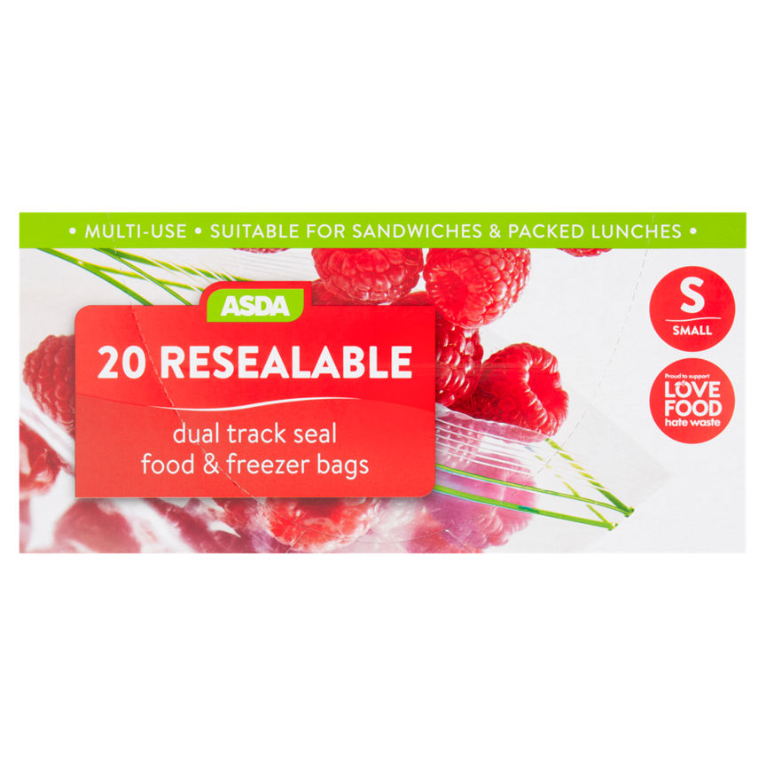 ASDA 20 Resealable Dual Track Seal Food & Freezer Bags Small GOODS ASDA   