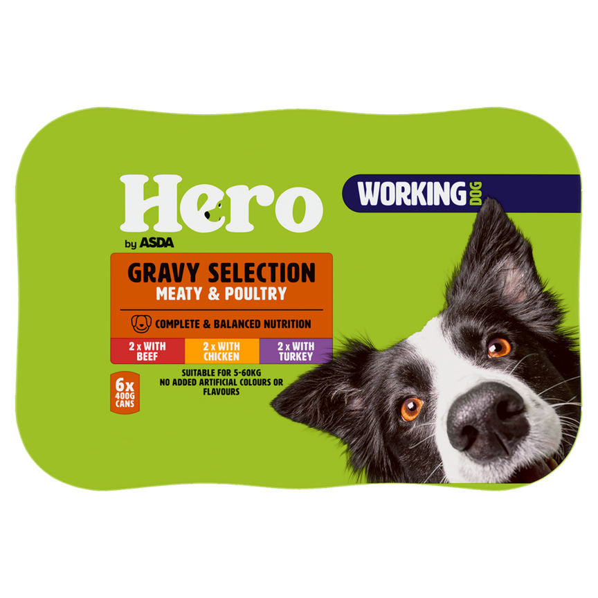 Asda Hero Working Dog Gravy Selection Meaty & Poultry 6 x 400g (2.4kg) GOODS ASDA   