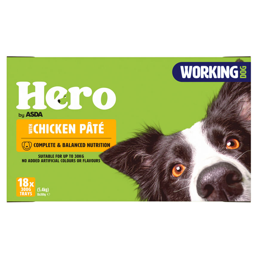 Asda Hero Working Dog with Chicken Pâté 18 x 300g (5.4kg) GOODS ASDA   