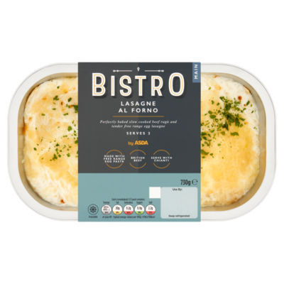 Bistro by ASDA Lasagnes à la Bolognaise au Boeuf Plat Préparé 730g