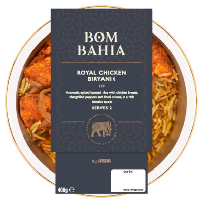 ASDA Bom Bahia Royal Chicken Biryani Britisches Hähnchen Biryani 400g