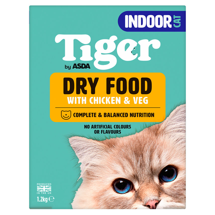 ASDA Tiger Dry Food with Chicken & Veg Indoor Cat 1.2kg GOODS ASDA   