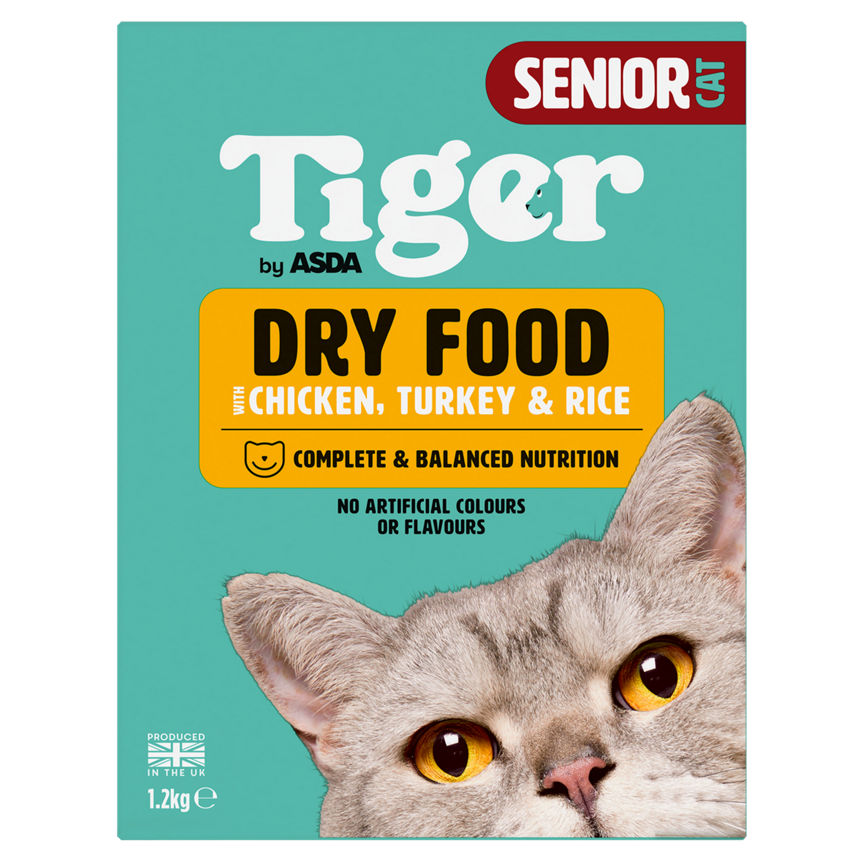 ASDA Tiger Senior Cat Dry Food with Chicken, Turkey & Rice 1.2kg GOODS ASDA   