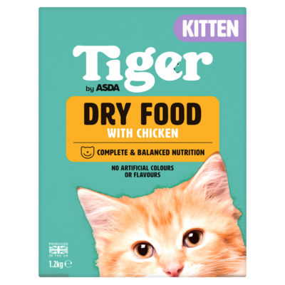 ASDA Tiger Nourriture sèche pour chaton au poulet Nourriture sèche complète pour chaton 1,2 kg