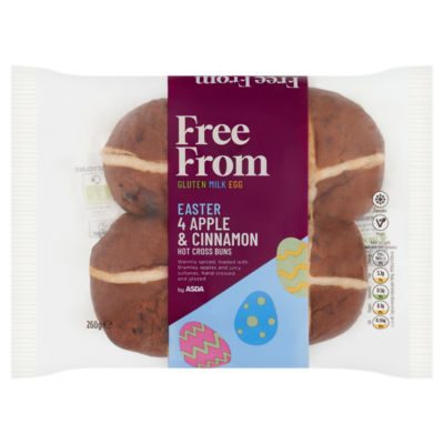 ASDA Free From hot cross buns apple cinnamon 260g (British brand)