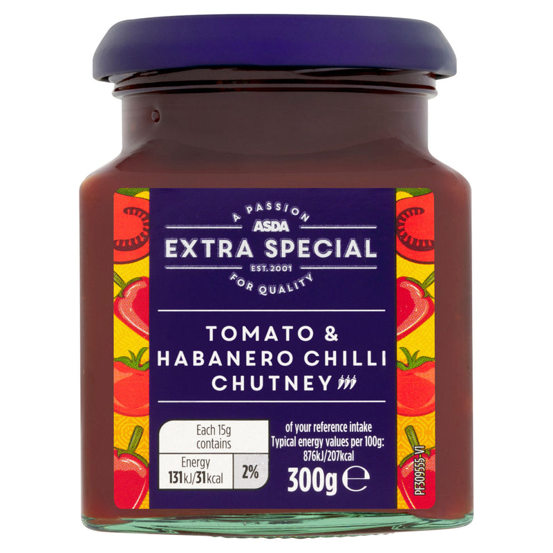 ASDA tomato habanero chilli chutney vegan 300g - British product