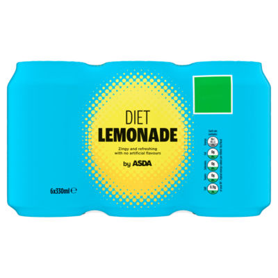 ASDA Diet Lemonade 6 x 330ml cans (British brand)
