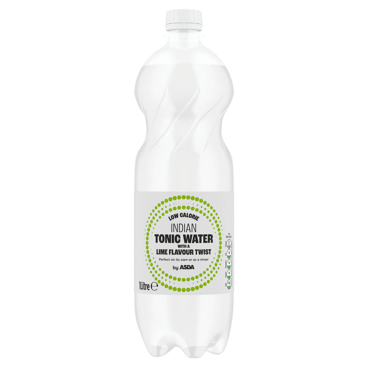 ASDA Indian Tonic Water lime flavour low calorie 1 Litre, UK version