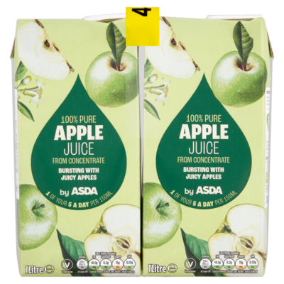 ASDA apple juice from concentrate 4x1 litre (British brand)