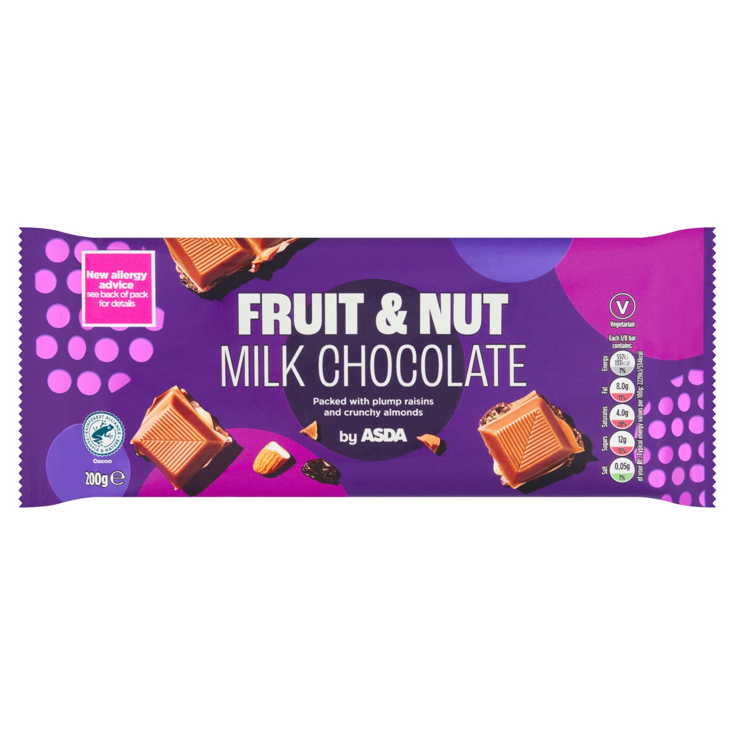 ASDA fruit and nut milk chocolate bar 200g - British product