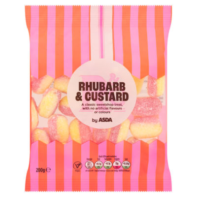 ASDA rhubarb and custard sweets 200g, imported from the UK