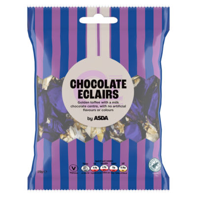ASDA chocolate eclairs toffee sweets 170g - British product