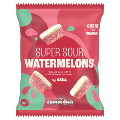 ASDA Super Sour Watermelons sweets 150g, imported from the UK