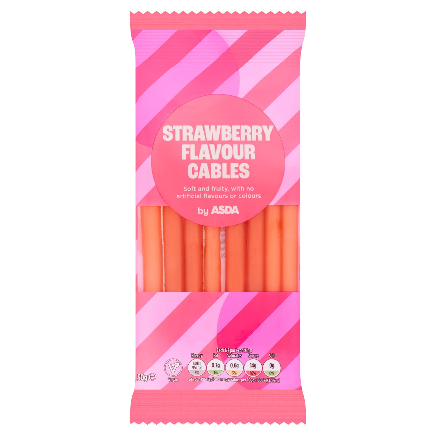 ASDA Strawberry Cables sweets 50g - British product