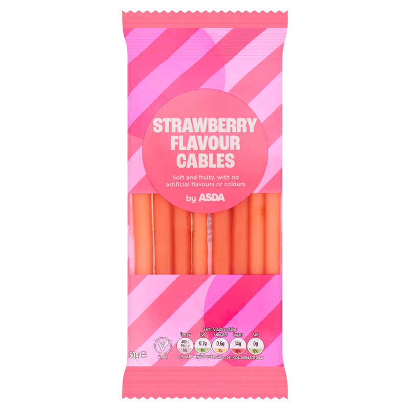 ASDA Strawberry Cables sweets 50g - British product