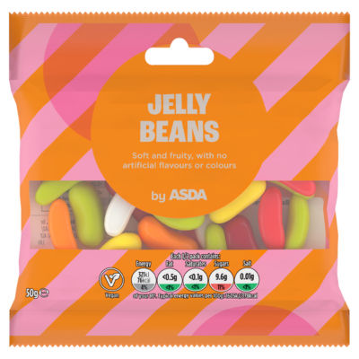 ASDA Jelly Beans 50g assorted fruit flavours (British brand)