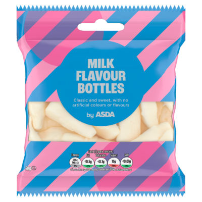ASDA milk flavour bottle gums 50g (British brand)