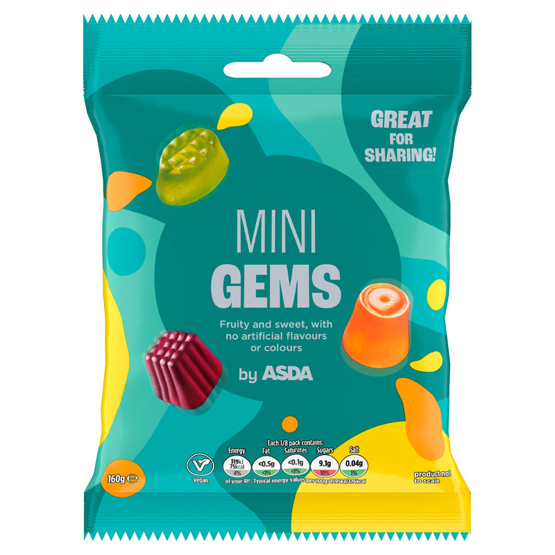 ASDA Mini Gems fruit flavour gums 160g - British product
