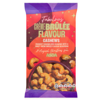 ASDA cashews Crème Brûlée flavour 150g, imported from the UK