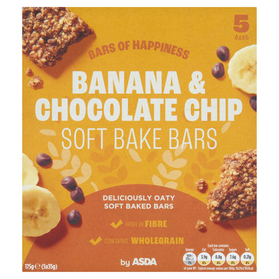 ASDA ASDA Banana & Chocolate Chip Soft Bake Bars 5 x 35g- Buy online at McGrocer