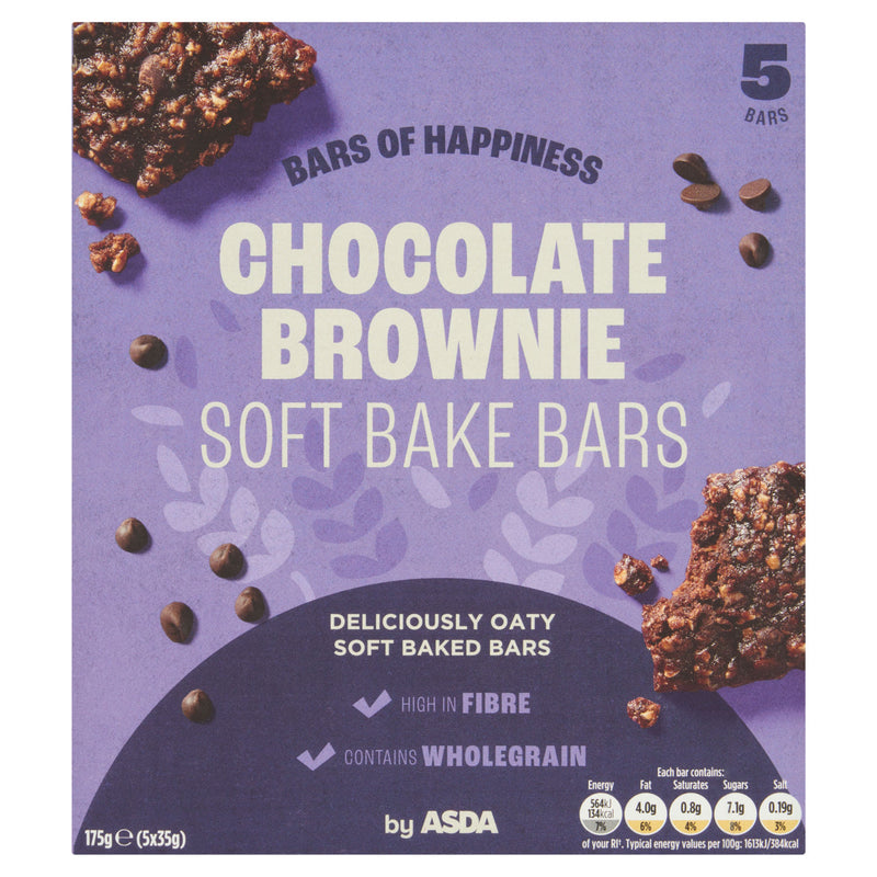 ASDA chocolate brownie soft bake bars 5 pack 175g - British product
