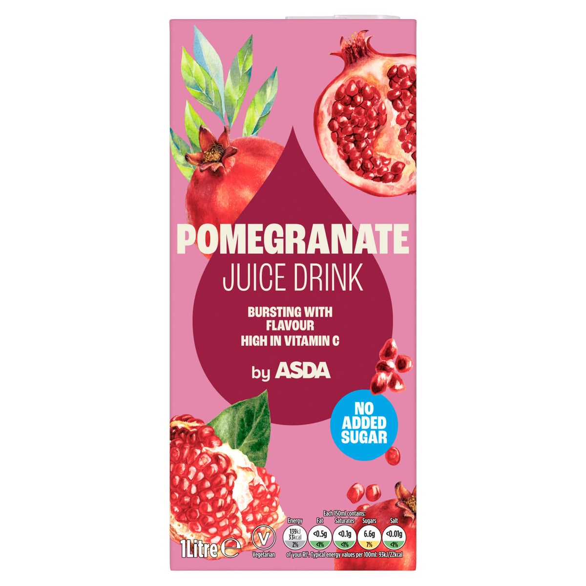 ASDA pomegranate juice drink 1 litre (British brand)