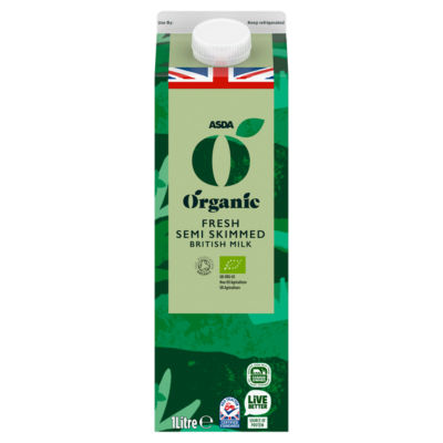 ASDA ASDA Organic Semi-Skimmed British Milk 1 Litre- Buy online at McGrocer