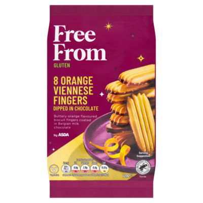 ASDA orange Viennese fingers half dipped in chocolate 120g, imported from the UK