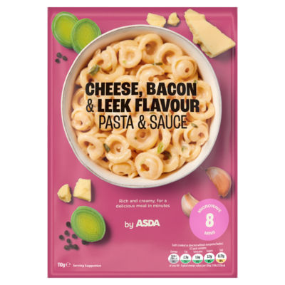 ASDA cheese bacon leek pasta and sauce mix 110g, imported from the UK