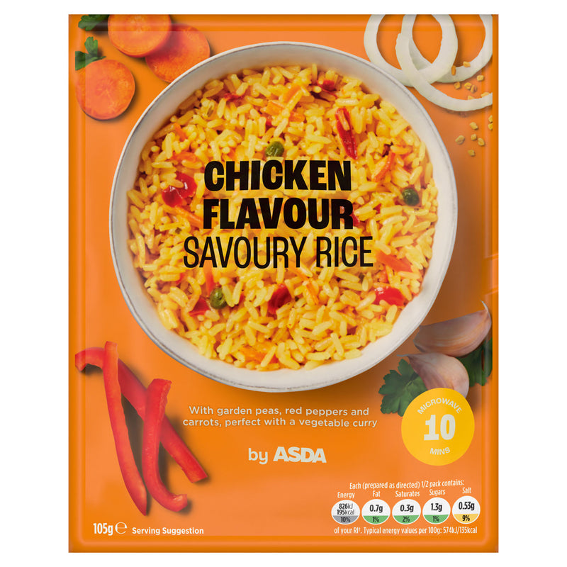 ASDA chicken flavour savoury rice 105g, UK version