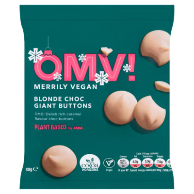 OMV! blonde vegan chocolate buttons 80g, UK version