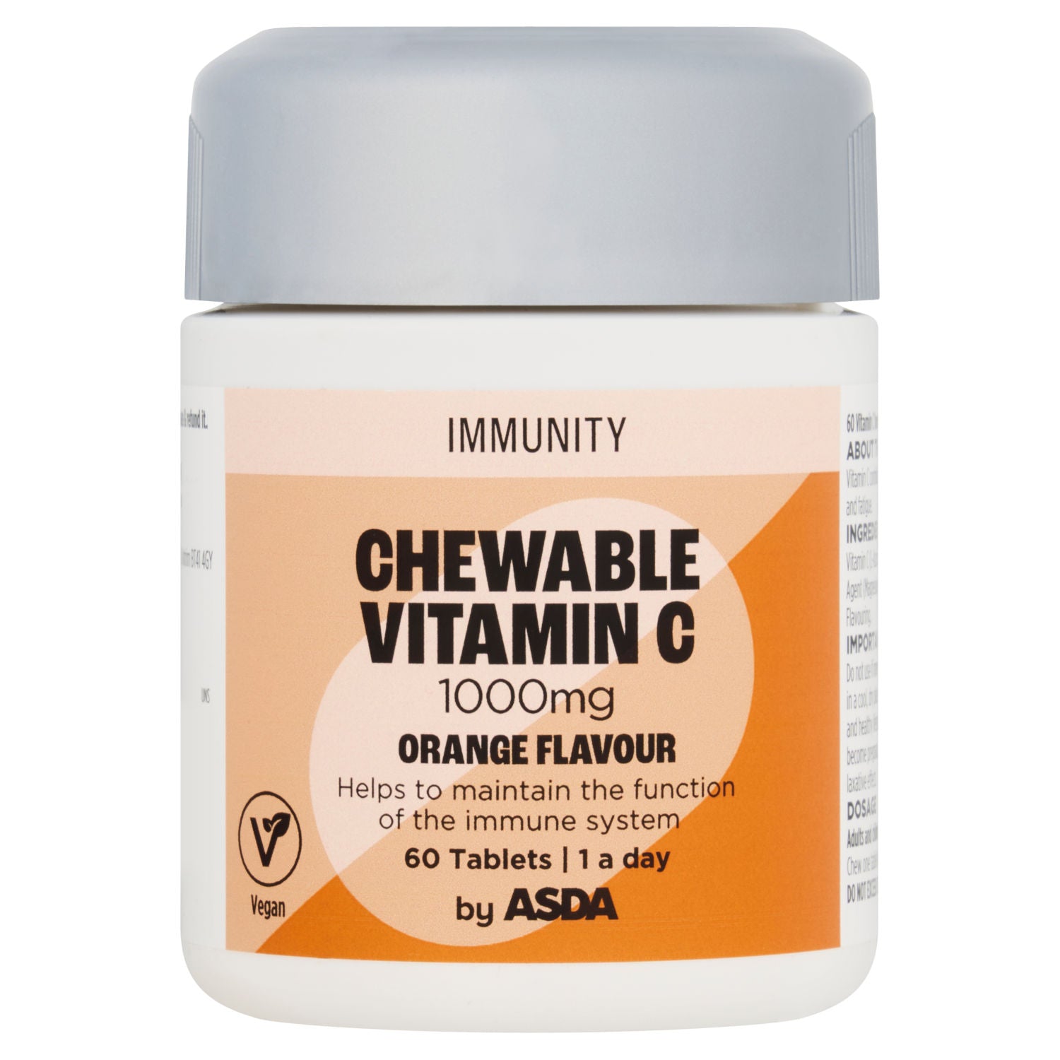 ASDA Vitamin C supplement chewable orange 60 tablets - British product