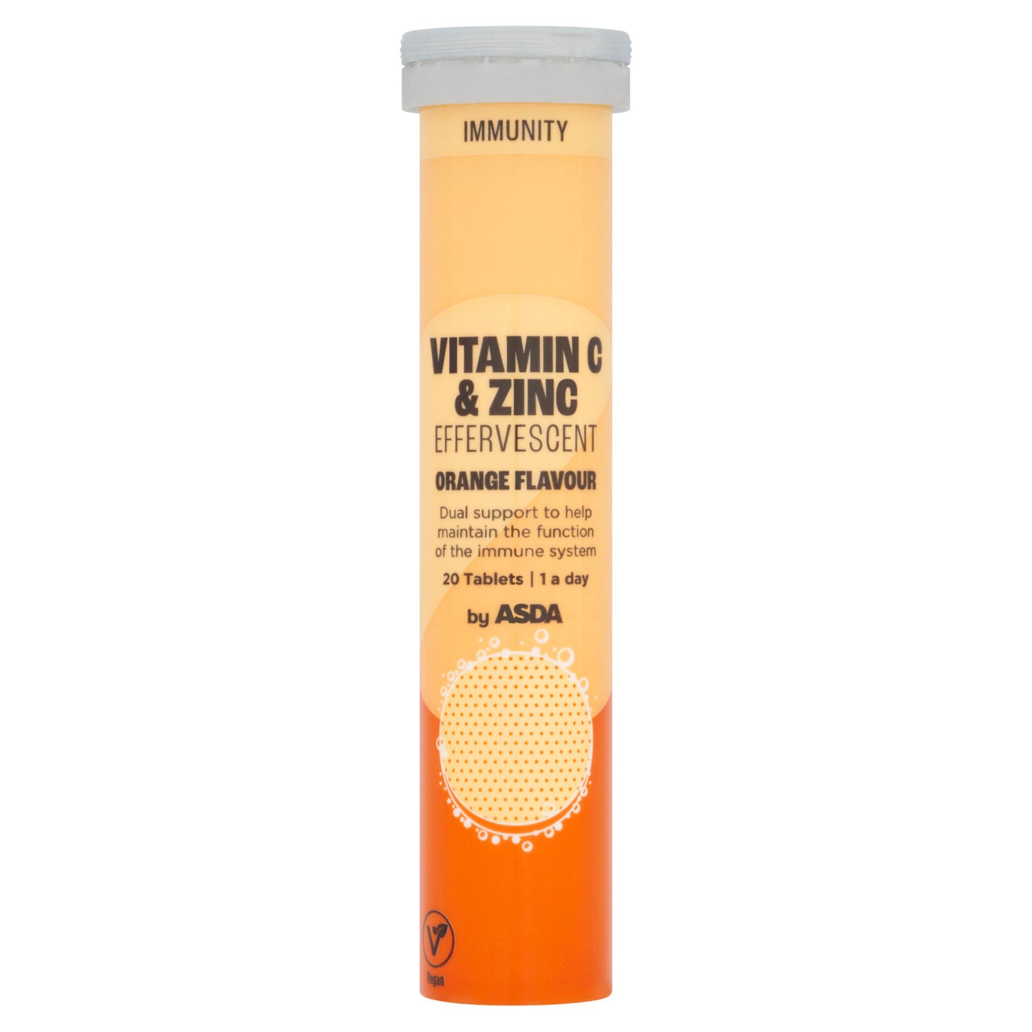 ASDA effervescent tablets orange flavour 20 tablets, UK version