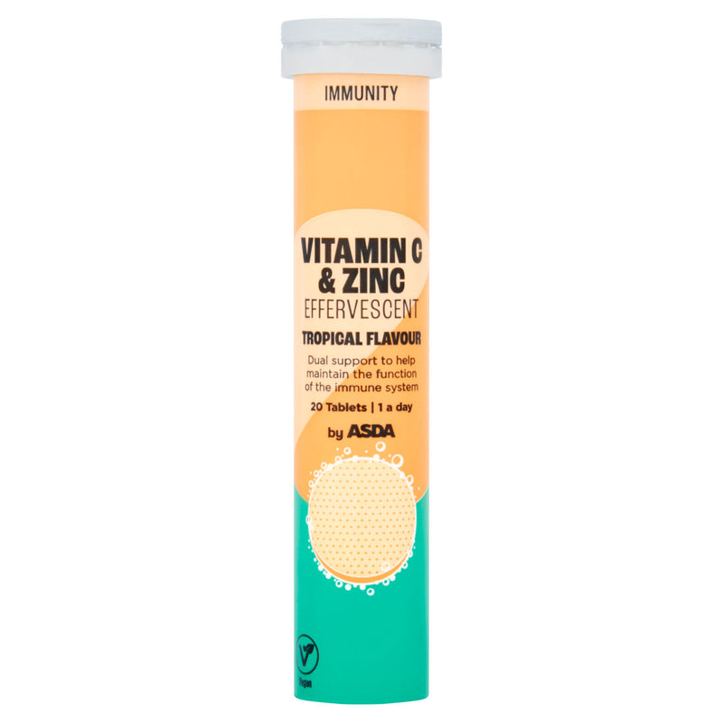 ASDA effervescent supplement tropical flavour 20 tablets, imported from the UK