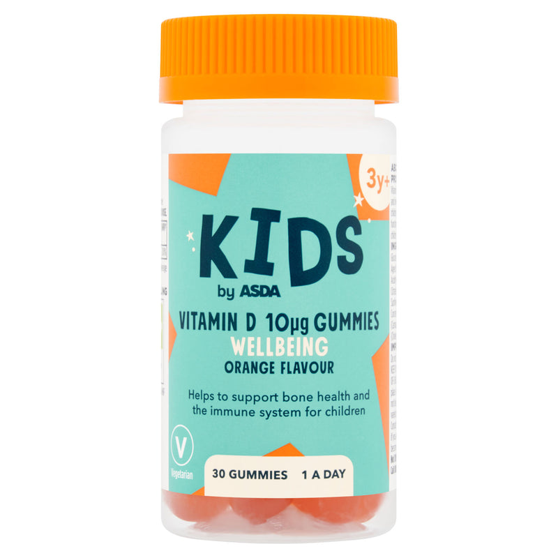 ASDA Kids vitamin D orange gummies 30 pack, imported from the UK