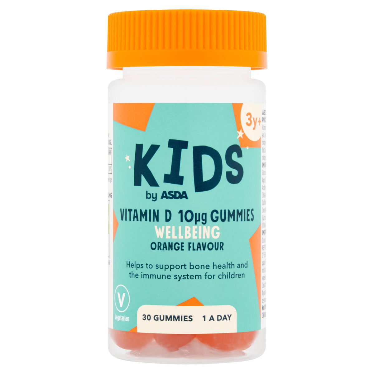 ASDA Kids vitamin D orange gummies 30 pack, imported from the UK