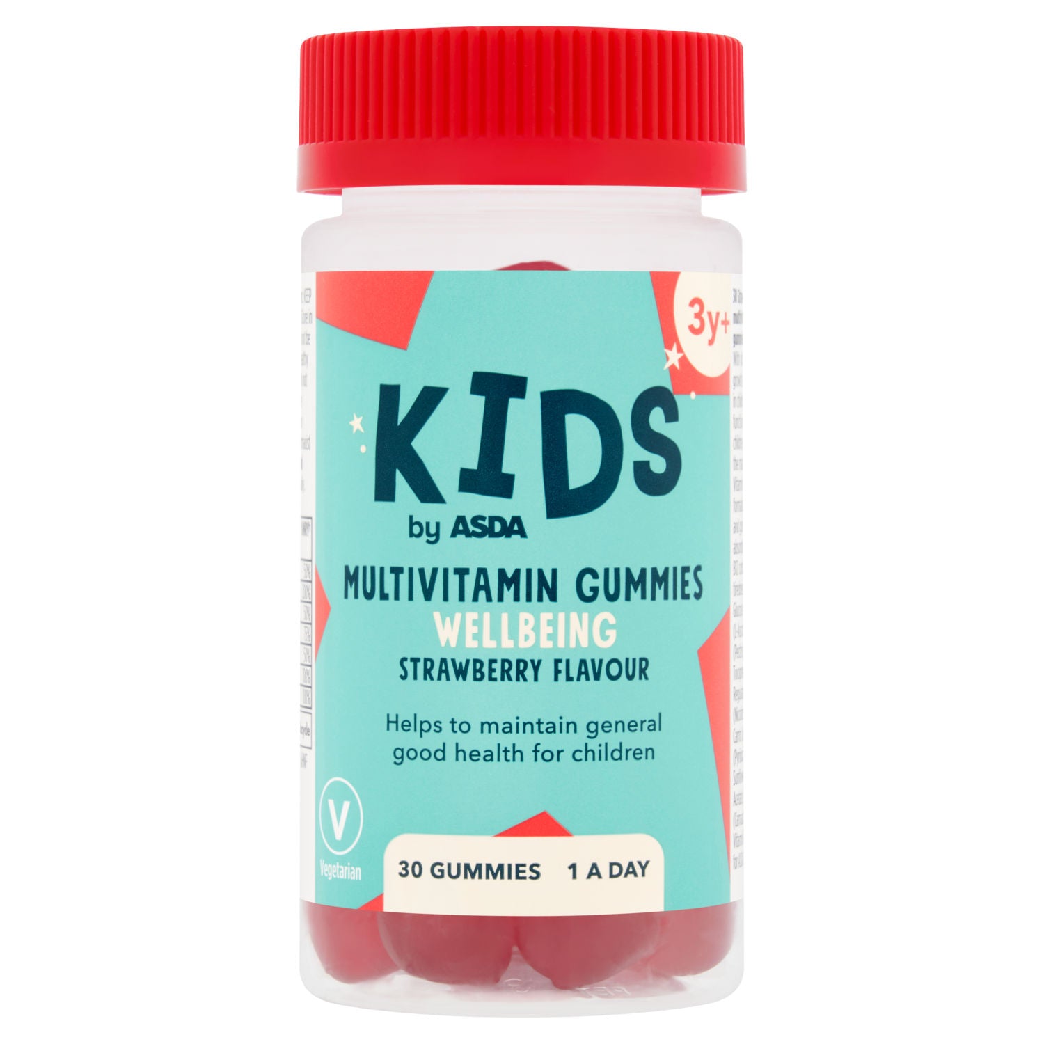 ASDA multivitamin gummies strawberry 30 count, imported from the UK