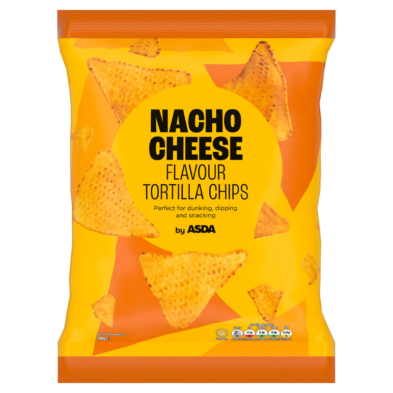 ASDA tortilla chips nacho cheese flavour 180g, UK version
