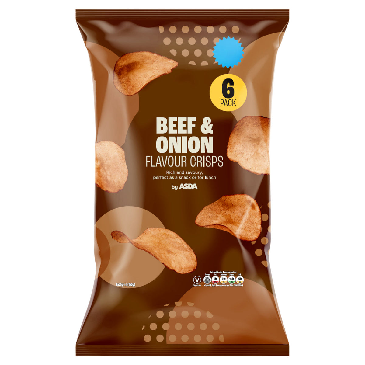 ASDA Beef & Onion Crisps multipack 150g, UK version